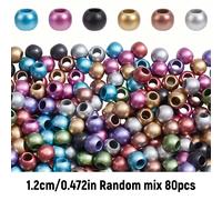 TEMU Un set de 80 o 120 cuentas redondas de agujero grande en tamaños de 12 mm mm, disponibles en varios colores, para crear tus propias joyas como pulseras, collares y llaveros