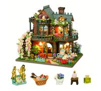 TEMU Un set de casa de muñecas para hacer tú mismo, con un tema de jardín, diseñado como un para ensamblar, para la decoración del hogar o como regalo de para (no requiere pegamento)