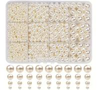 TEMU Un set de cuentas acrílicas blancas y sucio en tamaños de 4/6/8/10 mm con 1400 piezas, disponible en múltiples colores, ideal para decoración, fabricación de pulseras y collares