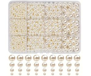 TEMU Un set de cuentas acrílicas blancas y sucio en tamaños de 4/6/8/10 mm con 1400 piezas, disponible en múltiples colores, ideal para decoración, fabricación de pulseras y collares