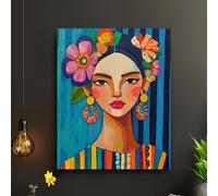 TEMU Un set de " de Frida Colorido" Kit de Pintura al Óleo Digital, un regalo artístico que requiere para completar tú mismo. como de pared para la decoración del hogar adecuado para como de la , .