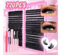 TEMU Un set de extensiones de pestañas con clusters individuales en rizos , que la de varios estilos como y looks de muñeca. set de estilo opciones naturales gruesas y mejoradas, que van desde 9 mm.