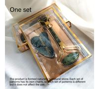 TEMU Un Set de Herramientas de Belleza con Rodillo de Piedra de Jade - Herramienta de Masaje de Jade - Tabla de Gua Sha de Jade - Masajeador de Jade