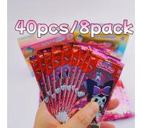 TEMU Un set de tarjetas de colección temáticas con 40 piezas divididas en 8 paquetes, que incluyen adorables personajes como Hello Kitty, Melody, Kuromi y otros dibujos animados .