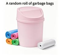 TEMU Un set que un mini de basura de escritorio con y un rollo de 30 bolsas de basura pequeñas, con un de basura giratorio de plástico, ideal para el hogar, y la cocina.