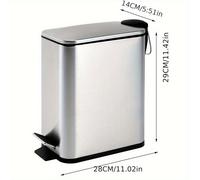 TEMU Un solo de un de basura rectangular de 5 litros con delgada de acero inoxidable, ideal para usar en , incluyendo salas de estar, cocinas y baños para el desecho de residuos.