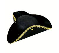 TEMU Un sombrero de pirata de calidad con ribete dorado, ideal para representaciones teatrales, bailes de máscaras, reuniones , lo que lo convierte en un gran regalo para tus