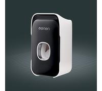 TEMU Un soporte de pared para cepillos de dientes con dispensador automático de pasta de dientes, no requiere perforación para la instalación, la operación manual ahorra en las adiciones de baño