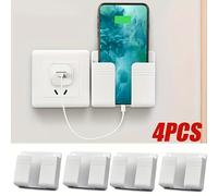 TEMU Un soporte multifuncional para teléfono de pared de 4 piezas con adhesivo y soporte para control remoto: una opción ideal para uso doméstico y de oficina, soporte para teléfono