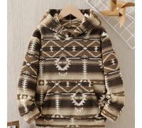 TEMU Un Sudadera con Capucha de Forro Polar Color con Patrones Geométricos, Estilo , para Otoño e Invierno