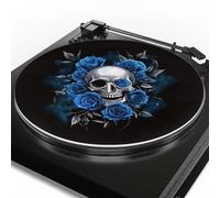 TEMU Un tapete giratorio con estampado de calavera, rosa y , tapete antiestático, antideslizante para reducir y mejorar la calidad del sonido, adecuado para tocadiscos de vinilo de 12 pulgadas