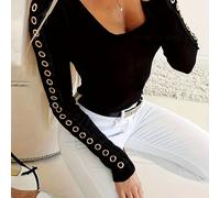 TEMU Un top elegante para mujer en 2026, con largas con anillos circulares y un escote cuadrado único, para salidas con , citas y fiestas, diseñado para ser ajustado y sexy.