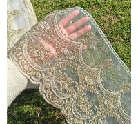 TEMU Un trozo de encaje con bordado de hilo dorado, ideal para ropa, faldas, cortinas, manteles y detalles decorativos