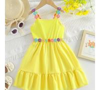 TEMU Un vestido elegante de un color con encaje, con una en la cintura y un corte que los muslos.