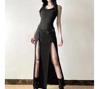 TEMU Un Vestido Único con Capucha y Abertura en la Parte Inferior