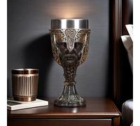 TEMU Un vikingo medieval de resina de época con un depósito interior de acero inoxidable de 6.76Onzas, para Halloween, Navidad y regalos de , así como exquisitos adornos de escritorio para el hogar.