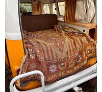 TEMU Una alfombra un tema celestial con diseños de sol y luna, para la furgoneta estilo bohemio, camping y picnics.