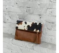 TEMU Una bolsa con estampado de vaca de Texas que se puede llevar al o como bandolera, con una bolsillo con cremallera y una cadena, como un clutch