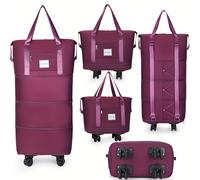 TEMU Una bolsa de viaje rodante versátil, y portátil, con un diseño de y una altura expandible con espaciosas. como una bolsa de maternidad que se puede colocar sobre de una maleta.