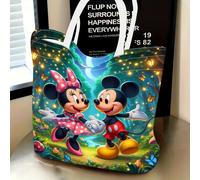 TEMU Una bolsa tote de Disney de y Minnie, bolsa de almacenamiento espaciosa para artículos de oficina, organizador conveniente para uso diario y viajes, regalo de San Valentín para adultos