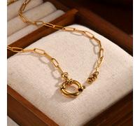 TEMU Una cadena rectangular con cierre de de acero inoxidable, una cadena sencilla y elegante para suéter - Con un diseño de hebilla de anillo , adecuada para uso diario casual y para regalar.