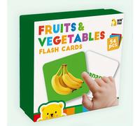 TEMU Una Caja de 54 Tarjetas Educativas para Niños sobre Frutas y Verduras en Inglés, con Patrones Reales Correspondientes a 54 Palabras, Tarjetas de Aprendizaje Temprano y Actividades Escolares