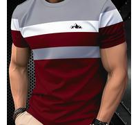 TEMU Una camiseta deportiva de manga corta y estilo para hombre, con un diseño y versátil que un estampado de bloques de color , y , y un cuello .