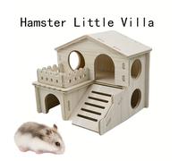 TEMU Una Casa de Madera para Hámsteres, un Refugio para , una Pequeña Villa para Esconderse, una Villa de Dos Pisos Adecuada para Hámsteres Pequeños, Requiere Montaje