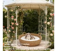 TEMU Una combinación de cama para mascotas y cojín: Esta cama transpirable de ratán para mascotas es tejida a y un cojín extraíble. diseñada para uso todo el año.