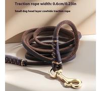 TEMU Una correa de cuero , vintage y elegante para perros pequeños, de cuero de vaca de flor de primera calidad, con un gancho de cobre para el , sin batería.