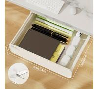 TEMU Una de almacenamiento autoadhesiva de plástico que se puede esconder debajo de un escritorio, diseñada para organizar el de en casa con una función deslizante