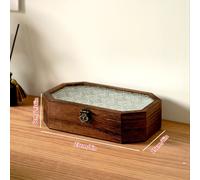 TEMU Una de almacenamiento de escritorio de madera, una joyero de vidrio con flores de y una de almacenamiento a prueba de polvo para perfumes, joyeros