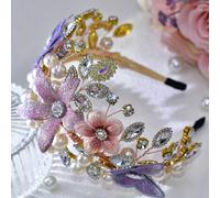 TEMU Una elegante corona de flores con diamantes de para fiestas y bailes, un impresionante adorno para la cabeza para mujeres que el estilo , el encanto de un regalo para las fiestas.