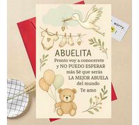 TEMU Una elegante tarjeta de felicitación para abuelas con un adorable oso y globos, un regalo ideal para futuros para honrar y el de convertirse en .