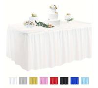TEMU Una Falda de Mesa, 29 Pulgadas X 14 Pies Falda de Mesa de Plástico, Desechable y Reutilizable, Rectangular, Adecuada para Decorar Mesas Rectangulares o Redondas para Fiestas, , Recepciones y