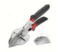 TEMU Una herramienta manual para cortar corcho, con un cortador de ajustable negro con un de 45-135 grados, 5 cuchillas, adecuado para cortar plástico, PVC y decoraciones de moldes