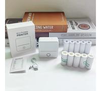 TEMU Una impresora portátil que con rollos de papel de impresión y pegatinas, con impresión térmica inalámbrica para imprimir hojas de ejercicios, etiquetas y fotos para uso en