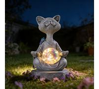 TEMU Una lámpara de estatua para exteriores de un gato practicando yoga, la lámpara de gato de Fu con energía solar para uso en exteriores, un gran regalo para las fiestas