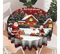 TEMU Una mantel circular con un tema navideño y de invierno, para reuniones festivas, restaurantes, , cocinas, decoración del hogar, picnics al y cafeterías
