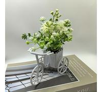 TEMU Una mini pieza de decoración de bicicleta con plantas artificiales verdes, para la decoración del hogar y la fotografía, de plástico, con un cesto de flores y diseñada para la decoración de mesas