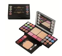 TEMU Una paleta de maquillaje con 33 de de ojos, junto con , labial, polvo, lápiz labial y un espejo, todo en un set de maquillaje de larga duración, resistente y con