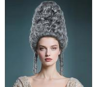 TEMU Una peluca sintética corta con cabello y pequeños rizos colgantes en lados, para el diseño de disfraces de mujeres en películas y televisión