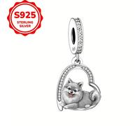 TEMU Una pieza de collar con colgante de plata 925 con diseño de de amor de perro, para hacer joyas y como regalo de o festivo para mujeres