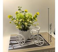 TEMU Una pieza de decoración de bicicleta con plantas artificiales verdes, para la decoración del hogar y la fotografía, de plástico, con un cesto de flores y diseñada para la decoración de mesas