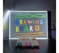 TEMU Una pizarra de dibujo A4 USB que con 12 bolígrafos , una LED de ajustable en 3 niveles, adecuada para , dibujo, animación, plantillas y como pizarra de mensajes