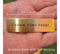 TEMU Una Placa de Dorada Cepillada con Fijador de Pin, Grabado de Texto Personalizado - Etiqueta de Identificación Metálica No Desvanecible de 70X20mm para Enfermeras/, Guías de Compras y Cajeros