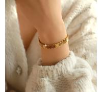 TEMU Una pulsera de malla tejida, elegante y minimalista, de acero inoxidable de calidad, para que las mujeres la lleven en salidas o viajes diarios a - para todas