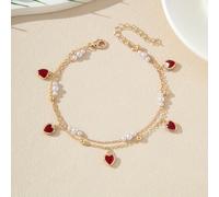 TEMU Una pulsera de tobillo de capa, elegante y , con perlas sintéticas de , para el uso diario de las mujeres.