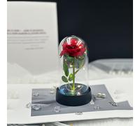 TEMU Una Rosa Eterna con Luz LED, Regalo Romántico Artificial Acrílica, Adorno en de Vidrio, Ideal para de la , , San Valentín, Aniversarios, Navidad y