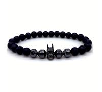 TEMU Una sola pulsera de Batman de piedra natural con en negro brillante y mate, disponible en diferentes estilos, ideal para el uso diario, lo que la convierte en un regalo o para tus queridos